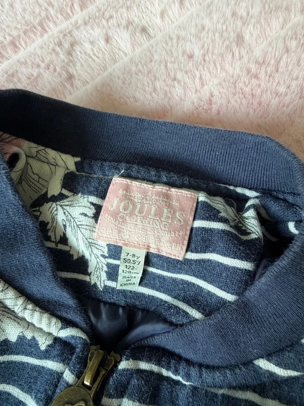 Kid’s Joules Navy Floral Zip Bomber Jacket